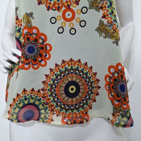 Sans Souci Multicolor Floral Paisley Indie Sleaze Retro V-Neck Tank Top Size XL - Picture 3 of 11